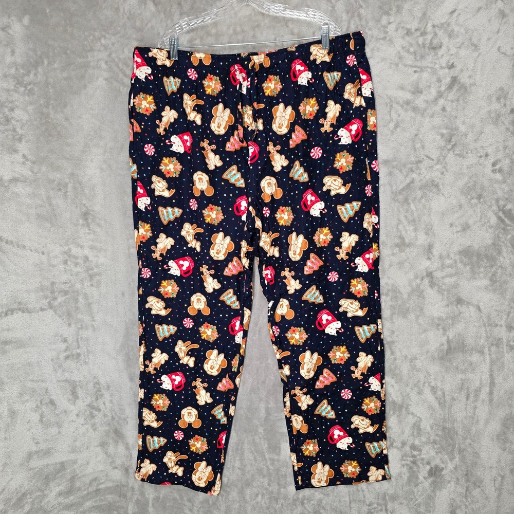 Old Navy Pajama Pants Women XXL Blue Disney Cookie Flannel Holiday Mickey 805621